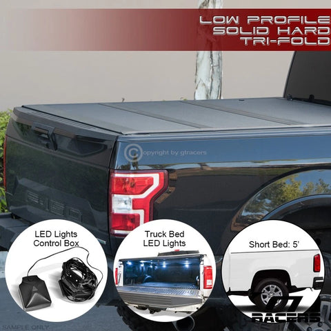 2015-2022 Colorado/Canyon 5' Bed Low Profile Hard Tri Fold Tonneau Cover+LED