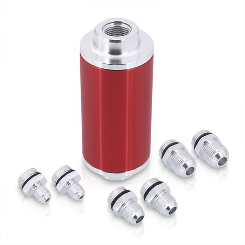 Universal High Flow Inline Fuel Filter Kit Red