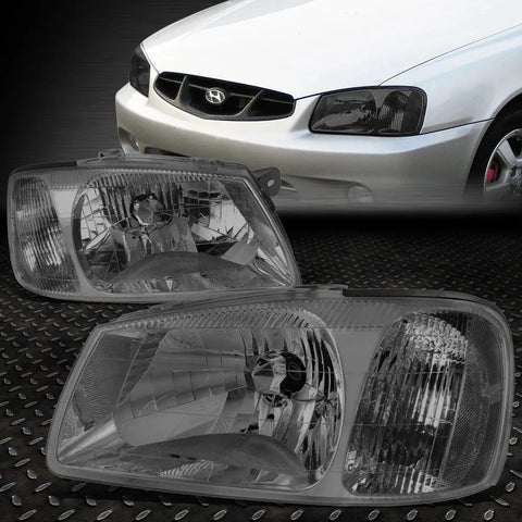 00-02 Accent Smoked Housing Clear Corner Headlight Replacement Head Lamps Speed Daddy