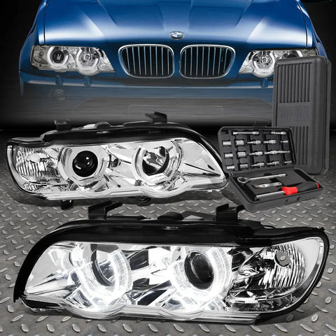 00-03 Bmw X5 E53 3D Crystal Led U-Halo Chrome Projector Headlights+Tool Set Speed Daddy