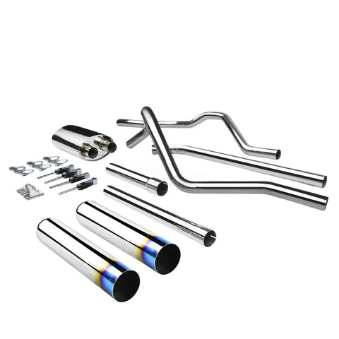 04-08 F150 4.6/5.4 V8 3.5"Rolled Burnt Tip Stainless Exhaust Catback System DNA MOTORING