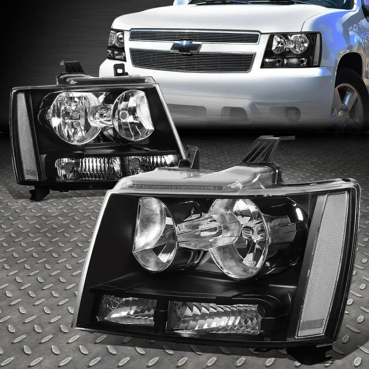 0714 Chevy Tahoe Suburban Black Housing Clear Corner Headlight Head L
