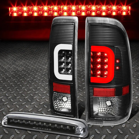 08-16 Ford Super Duty 3D Led C-Bar Tail Light+Third Brake Lamp Black/Clear Speed Daddy