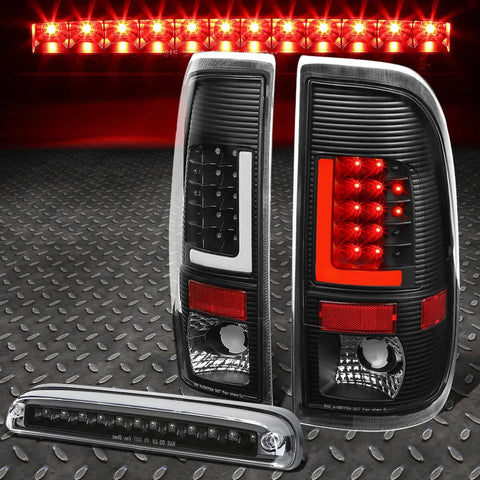 08-16 Ford Super Duty 3D Led L-Bar Tail Light+Third Brake Lamp Black/Clear Speed Daddy