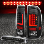 08-16 Ford Super Duty Red 3D Led L-Bar Tail Light+Third Brake Lamp (Black) Speed Daddy
