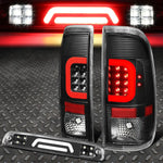 08-16 Ford Super Duty Red Led C-Bar Tail+3D Third Brake/Cargo Light Black Speed Daddy