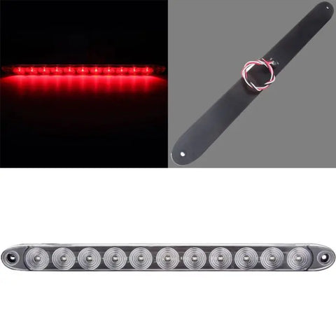 1 Pcs 15" Red LED Trailer Light Bar Clear Lens 11 Super Diodes Surface Mount 12V Freightliner Kenworth Peterbilt ECCPP