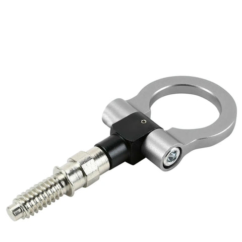 1.88"Edm European Car Anodized Brushed Silver Full Aluminum Racing Tow Hook Kit DNA MOTORING