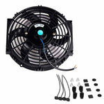 10'' Slim Fan Push Pull Electric Radiator Cooling 12V Mount Universal Kit Black SILICONEHOSEHOME