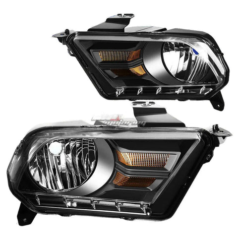 10-14 Mustang S-197 Ii Black Housing Crystal Clear Headlights+Amber Signal DNA MOTORING
