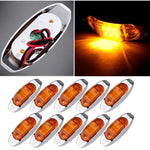 10PCS 6 Diodes LED Fish Shape Side Marker/Clearance/Tail Light Amber Lens Chrome Universal Truck Trailer 12V ECCPP