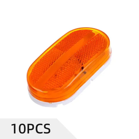 10PCS Oval Side Marker Light Amber Snap-on Lens With White Base Surface Mount 6 Diodes LED forTruck Trailer ECCPP
