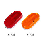 10PCS Oval Side Marker Light Red/Amber Snap-on Lens With White Base Surface Mount 6 Diodes LED forTruck Trailer ECCPP