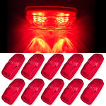 10PCS Rectangle Side Marker Light Red Snap-on Lens With White Base Surface Mount 12LED Truck Trailer Pickup ECCPP