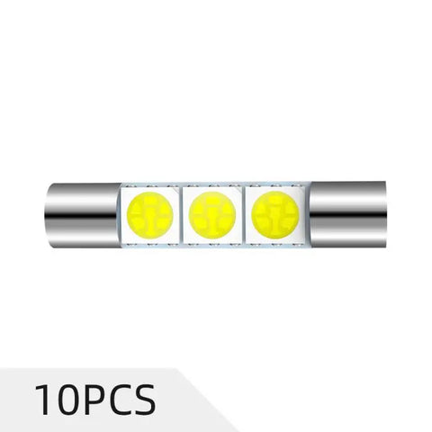 10Pcs 28mm-31mm Festoon LED Bulb White 6000K Super Bright 3-5050-SMD Chipsets Error Free Interior Dome Map Trunk Light ECCPP