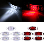 10X White Red Clearance Side Marker Trailer Light Van Fish Shape 4'' 12V 6LED ECCPP