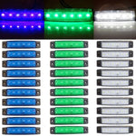 10XRed&10XBlue&10XGreen 3.8" 6LED Side Marker Indicator Light Truck Trailer Bus ECCPP