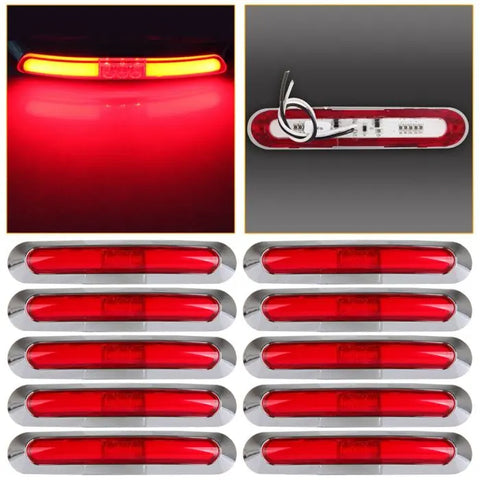 10pcs Universal Red LED 21Diodes Bus Trailer Side Marker Indicator Light 6 inch ECCPP
