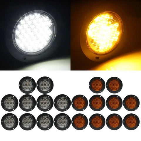 10x 5.6" 40 led amber+10x white tail indicator side marker light pickup ECCPP