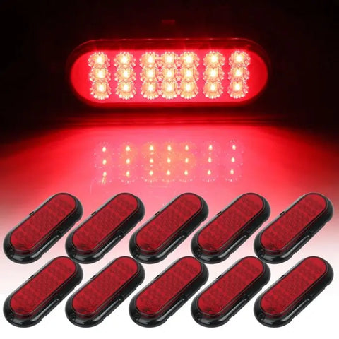 10x 6" 21 led red 4 holes Rectangular turn tail signal brake light US Stock ECCPP