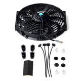 12"ELECTRIC RADIATOR FAN HIGH 800 CFM THERMOSTAT WIRING SWITCH RELAY KIT BLACK F1 Racing