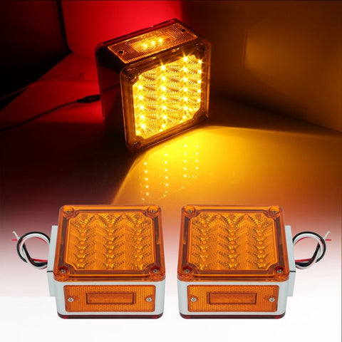 pair Right+ Left Side Square Chrome Double Post backup/indicator lamp 39 led new