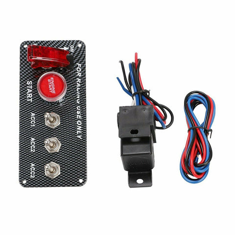 12V Carbon Ignition Switch Panel Engine Start Push Button LED Toggle Racing Auto SILICONEHOSEHOME