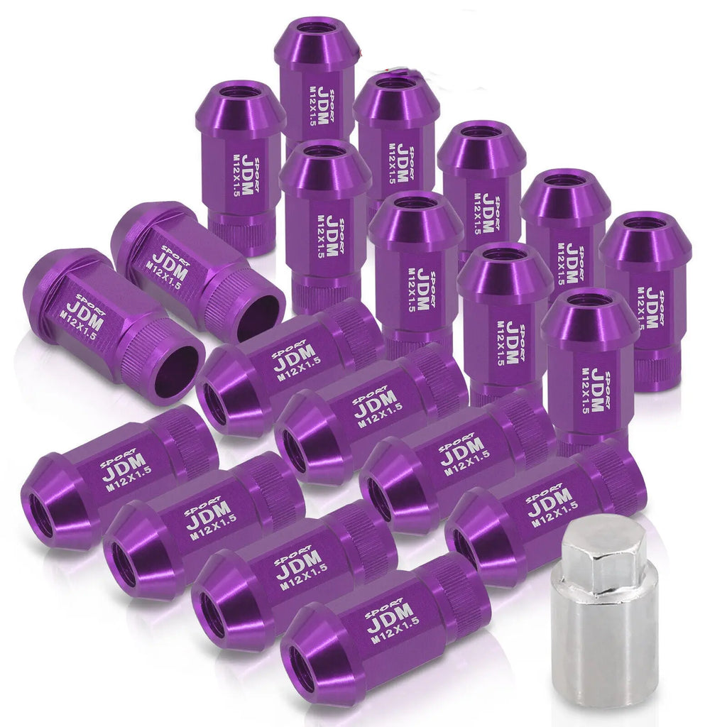 12X1.5Mm Thread Aluminum Extended Wheels Rims Lug Nuts Purple +Adapter