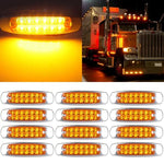 12x6.5" Led Cab/Side Turn Signal Marker Lights 12LED Yellow Stainless Rim Sealed ECCPP