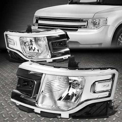 13-19 Ford Flex Chrome Housing Clear Corner Headlight Replacement Head Lamps Speed Daddy
