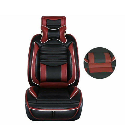 13Pcs Pu Leather Seat Cover 5-Seats Car Suv Full Front+Rear Cushions Set Black BLACKHORSERACING