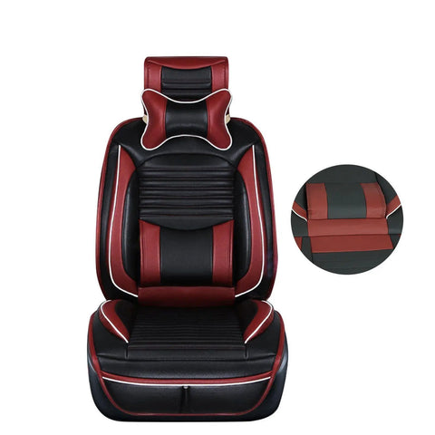 13Pcs Pu Leather Seat Covers 5-Seats Car Suv Front+Rear Cushions Full Set Black BLACKHORSERACING