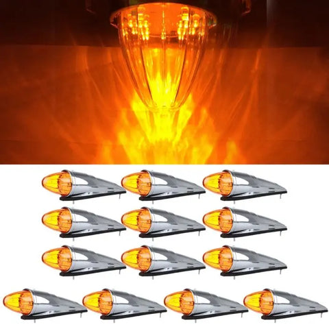 13x 17 LED yellow Cab Marker Roof Running Light trailer truck 12v Torpedo ECCPP