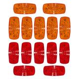 (14)Trailer Marker LED Light Double Bullseye 10 Diodes Clearance Lamps Red/Amber F1 RACING