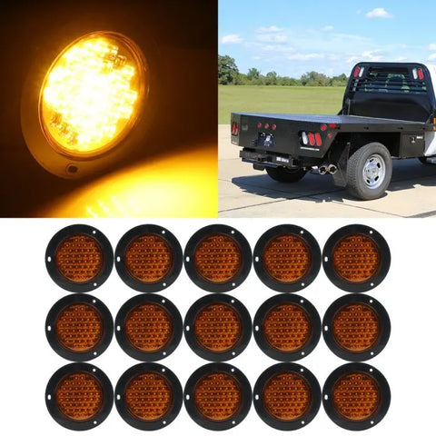 15x 5.6" 40 led yellow sealed 12v round break side indicator light truck ECCPP