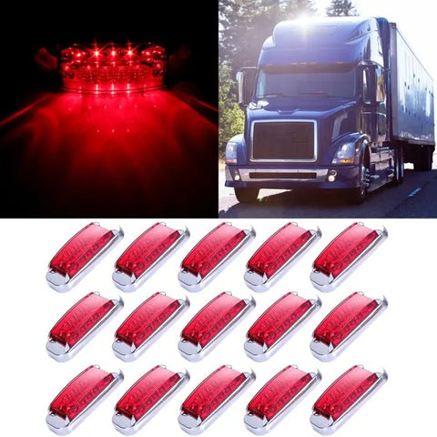 15x US Stock Lorry/ Van/ Caravan 16LED Universal Chromed Red Side marker ECCPP
