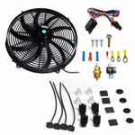 16" 3000+CFM Black Electric Radiator Fan Thermostat Wiring Switch Relay Kit US SILICONEHOSEHOME