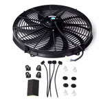 16"ELECTRIC RADIATOR FAN HIGH 3000 CFM THERMOSTAT WIRING SWITCH RELAY KIT BLACK F1 Racing