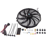 16 inch Inch Electric Radiator Fan 80w 3000+ CFM Thermostat Relay Kit MaxSpeedingRods