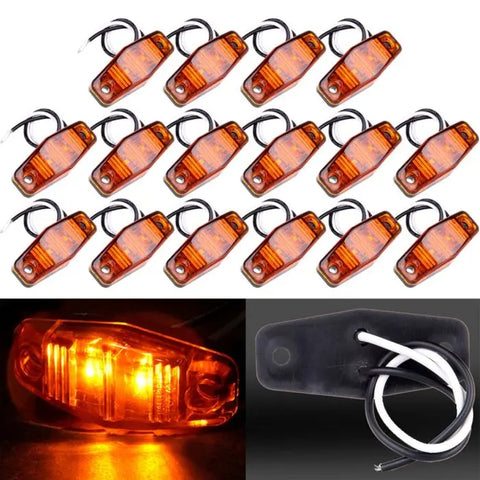 16) Amber 2Doides Led Surface Mount Side Marker Trailer Clearance Light ECCPP