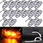 16) Mini Sealed Clear/Amber Side Marker Clearance Light 2Wire Design 12V ECCPP