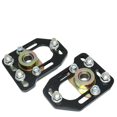 1979-1989 Ford Mustang Front Aluminum Adjustable Camber/Caster Plates Black DNA MOTORING