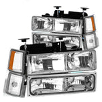 1994-1999 Chevy C10 C/K Pickup Chrome Housing Headlight+Amber Signal Lamps DNA MOTORING