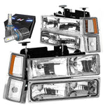 1994-1999 Chevy C10 C/K Pickup Signal Headlights W/Led Kit+Cool Fan Chrome DNA MOTORING