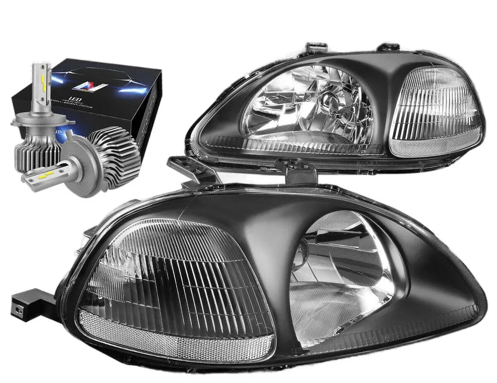1996 1998 Honda Civic Ek Type R Look Headlights W Led Kit Cool Fan