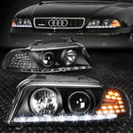 1996-2001 Audi A4/Quattro Black Housing Projector Headlights Led Drl+Corner Speed Daddy