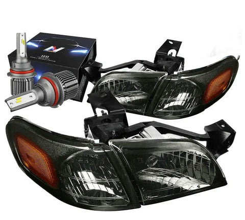 1997-2005 Chevy Venture/Silhouette Headlight Lamps W/Led Kit+ Fan Smoked DNA MOTORING