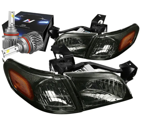 1997-2005 Chevy Venture/Silhouette Headlight Lamps W/Led Slim Style Smoked DNA MOTORING