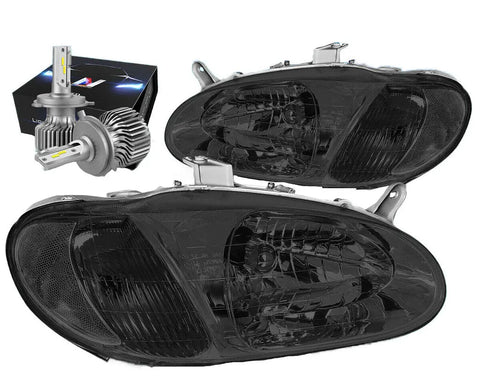 1998-2001 Sephia Factory Style Headlight Lamps W/Led Kit Slim Style Smoked DNA MOTORING