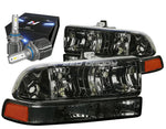 1998-2004 Chevy S10 Blazer Headlights+Bumper Lightw/Led Kit+Cool Fan Smoked DNA MOTORING